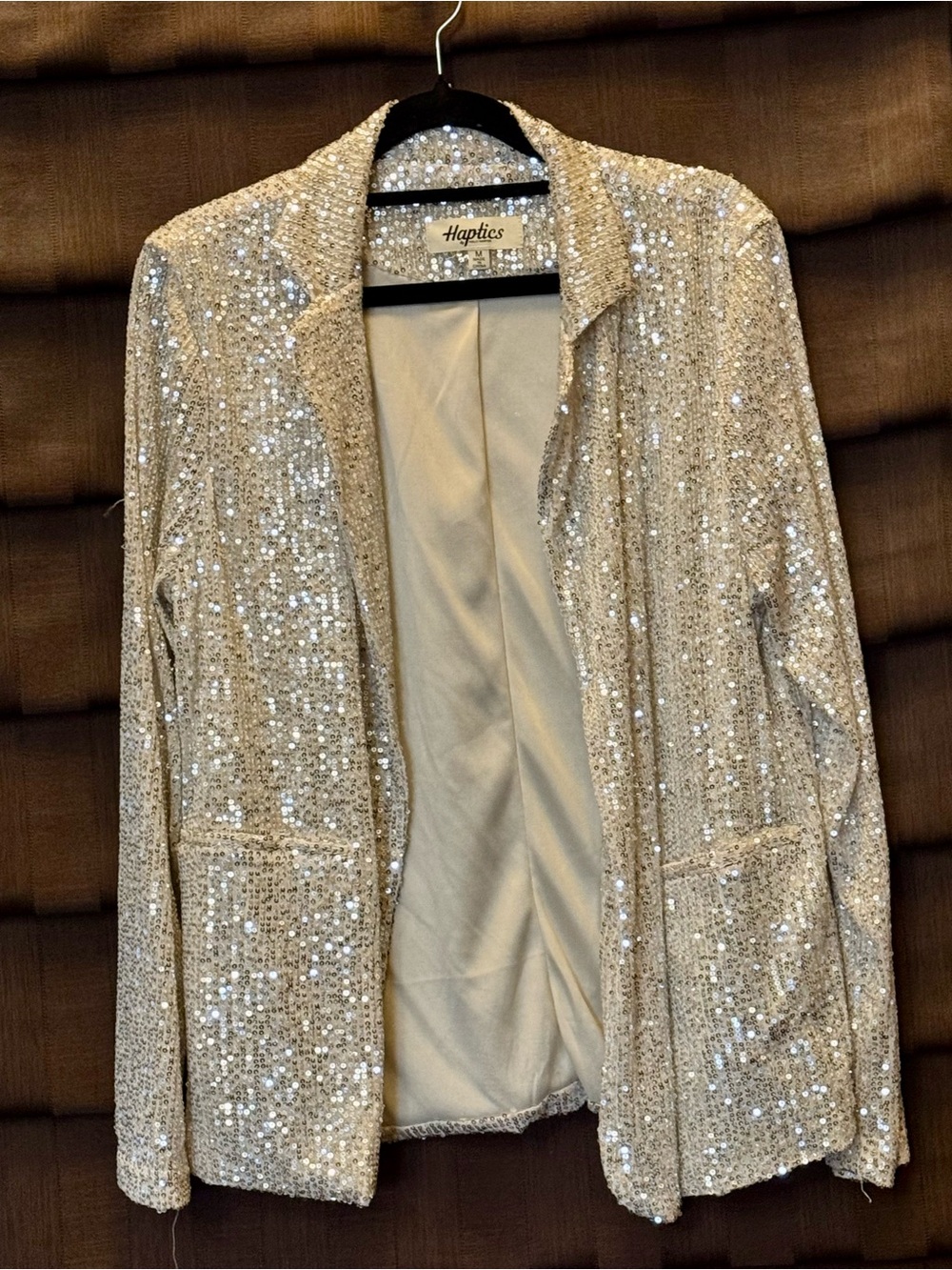 Haptics Silver Sequin Blazer Jacket - Size Medium